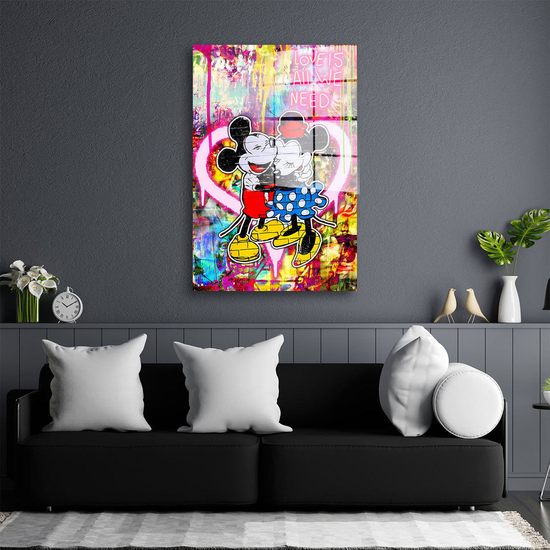 Pop Art Comic Mäuse Umarmung Acrylglasbild Wandbild Bild Wanddeko Wohnzimmer XL