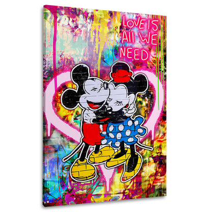Pop Art Comic Mäuse Umarmung Wandbild Leinwandbild Kunstdruck XL Wanddeko