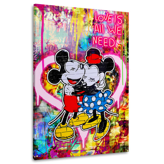 Pop Art Comic Mäuse Umarmung Wandbild Leinwandbild Kunstdruck XL Wanddeko