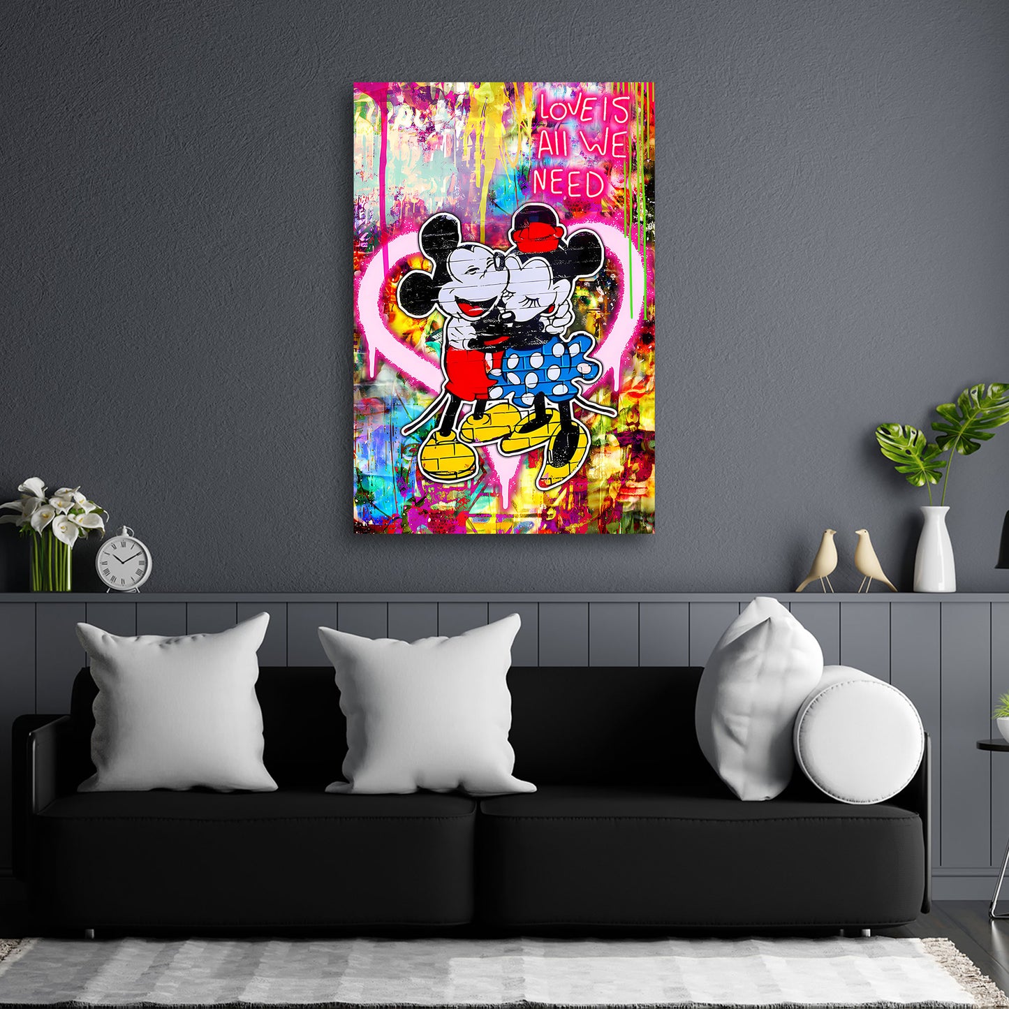 Pop Art Comic Mäuse Umarmung Wandbild Leinwandbild Kunstdruck XL Wanddeko