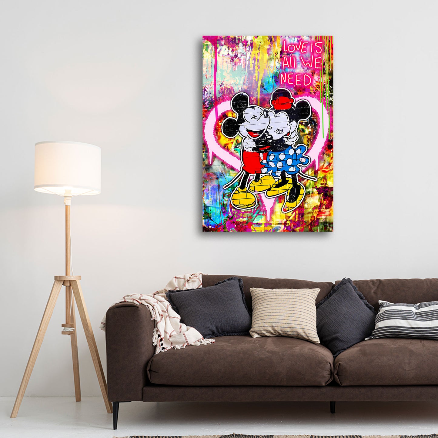 Pop Art Comic Mäuse Umarmung Wandbild Leinwandbild Kunstdruck XL Wanddeko