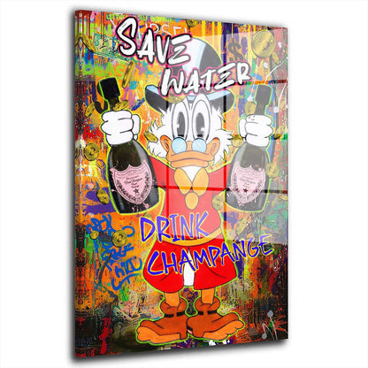 Pop Art Duck Save Water Acrylglasbild Wandbild Bild Wanddeko Wohnzimmer XL