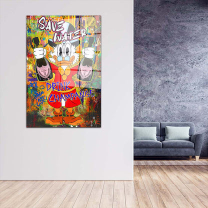 Pop Art Duck Save Water Acrylglasbild Wandbild Bild Wanddeko Wohnzimmer XL