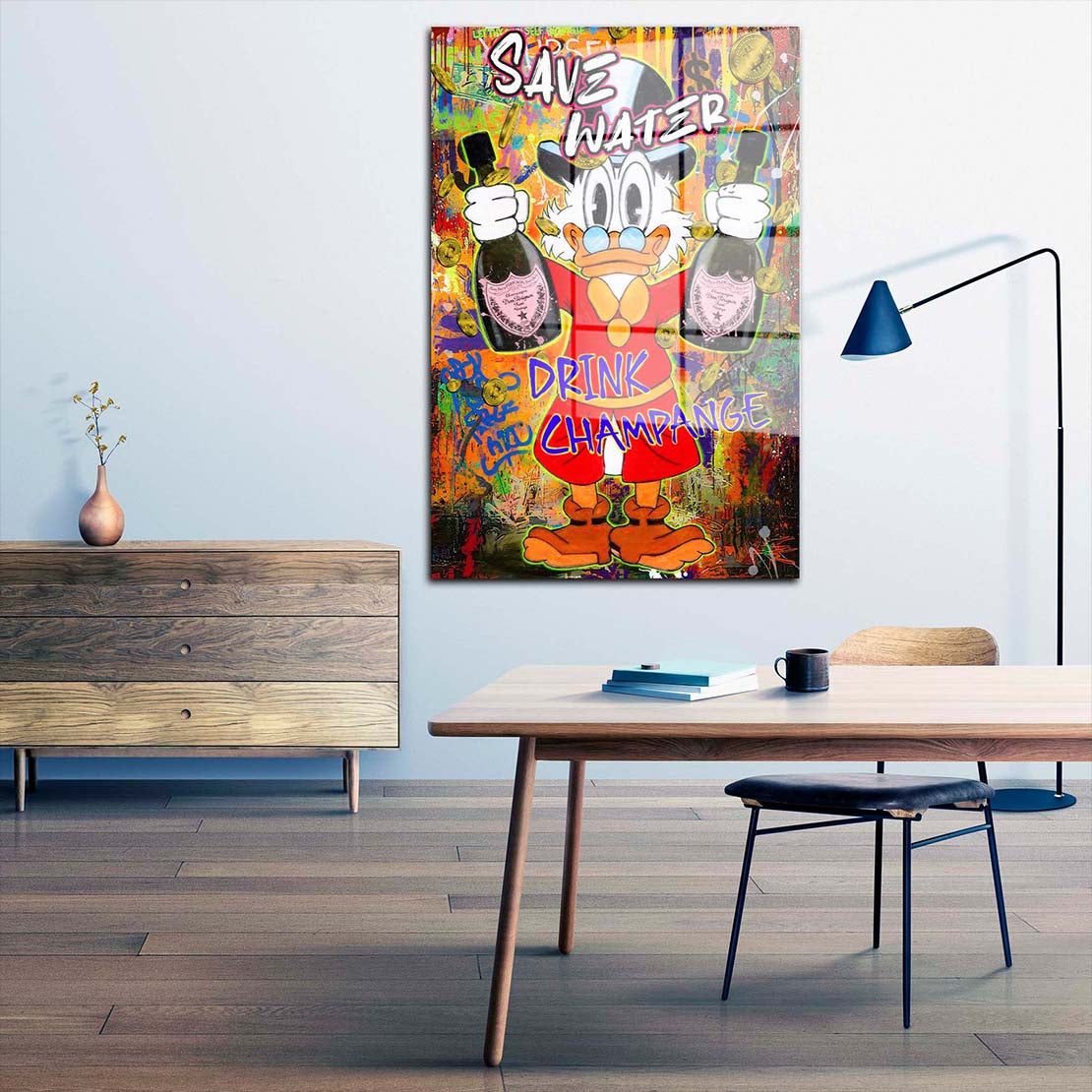 Pop Art Duck Save Water Acrylglasbild Wandbild Bild Wanddeko Wohnzimmer XL