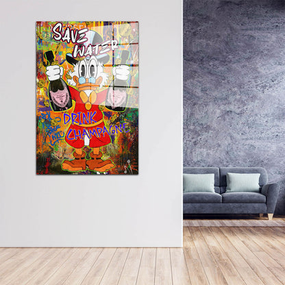 Pop Art Duck Save Water Acrylglasbild Wandbild Bild Wanddeko Wohnzimmer XL