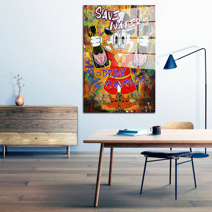 Pop Art Duck Save Water Acrylglasbild Wandbild Bild Wanddeko Wohnzimmer XL