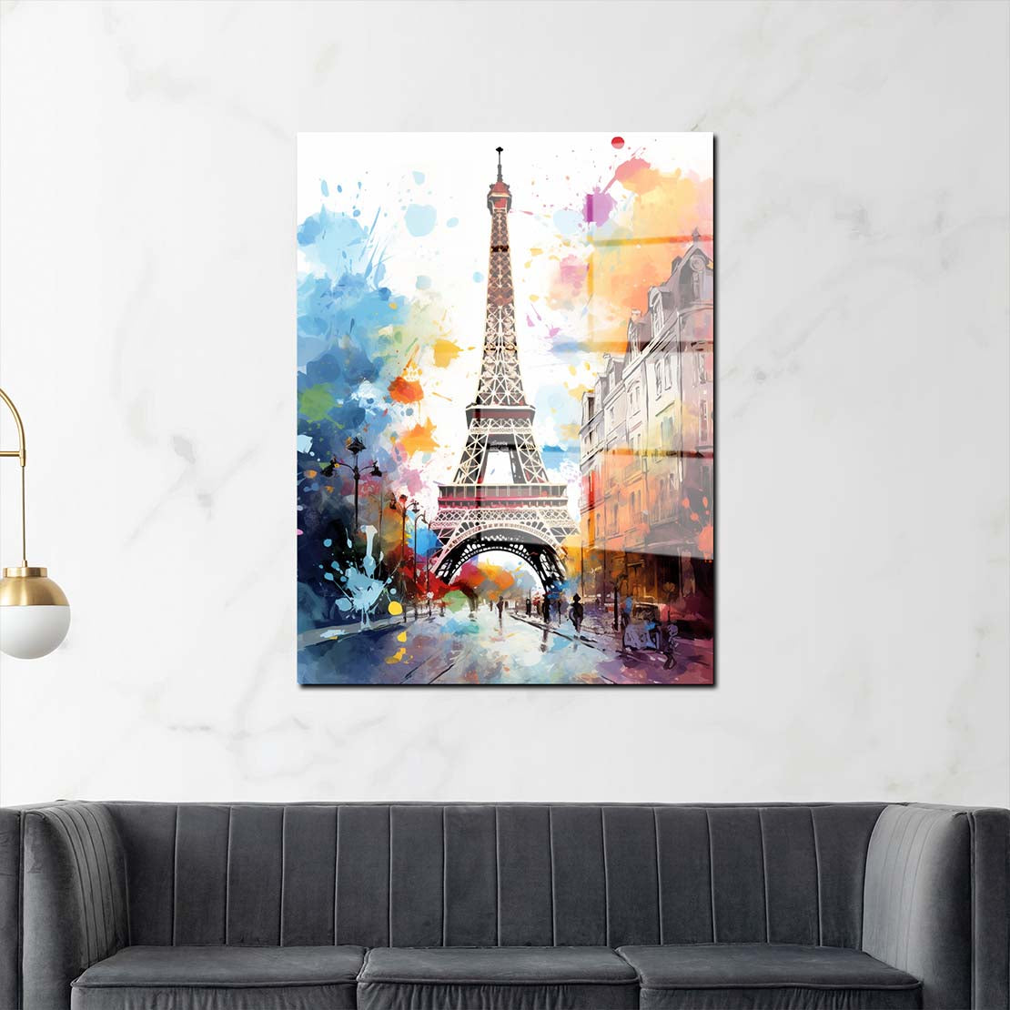 Pop Art Eiffelturm Paris Acrylglasbild Wandbild Bild Wanddeko Wohnzimmer XL