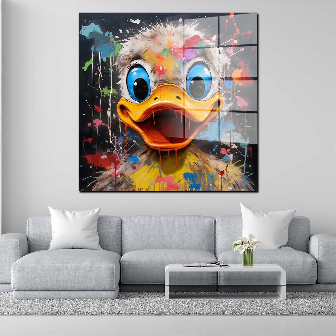 Pop Art Ente Comic Acrylglasbild Wandbild Bild Wanddeko Wohnzimmer XL