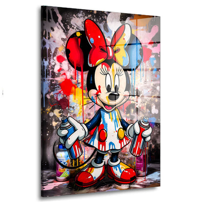 Pop Art Graffiti Minnie Acrylglasbild Wandbild Bild Wanddeko Wohnzimmer XL