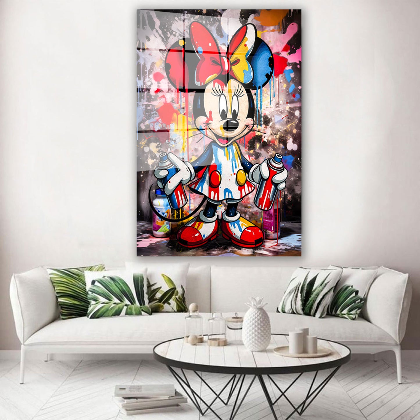 Pop Art Graffiti Minnie Acrylglasbild Wandbild Bild Wanddeko Wohnzimmer XL
