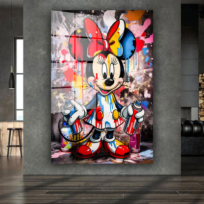 Pop Art Graffiti Minnie Acrylglasbild Wandbild Bild Wanddeko Wohnzimmer XL