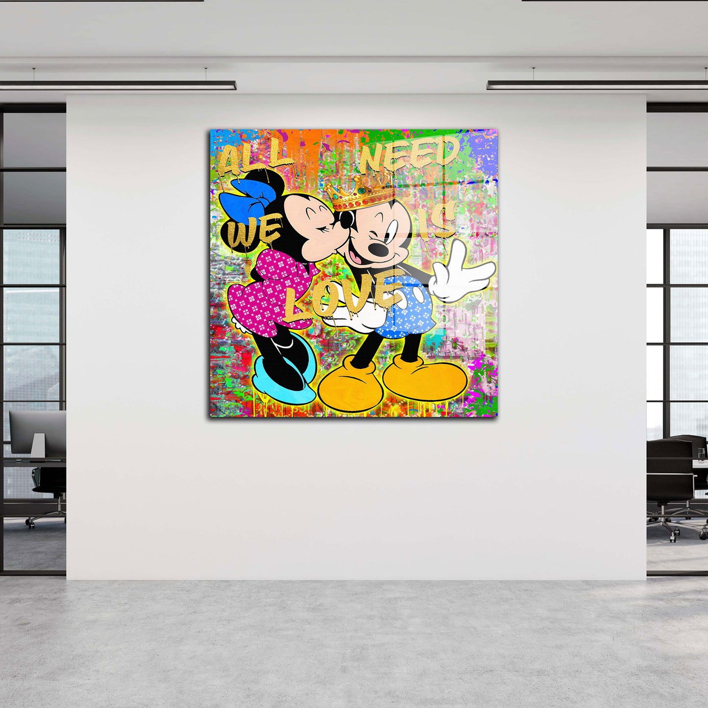 Pop Art King Mickey Acrylglasbild Wandbild Bild Wanddeko Wohnzimmer XL