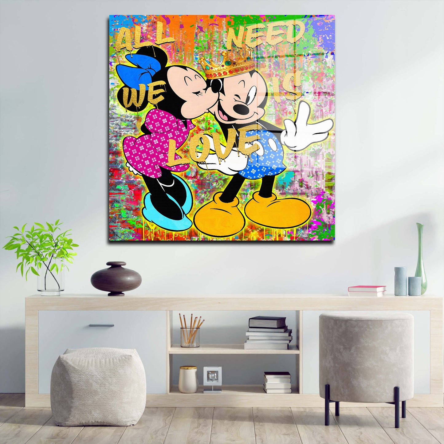 Pop Art King Mickey Acrylglasbild Wandbild Bild Wanddeko Wohnzimmer XL