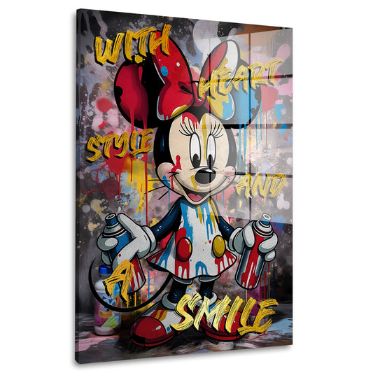Pop Art Minnie Style Acrylglasbild Wandbild Bild Wanddeko Wohnzimmer XL