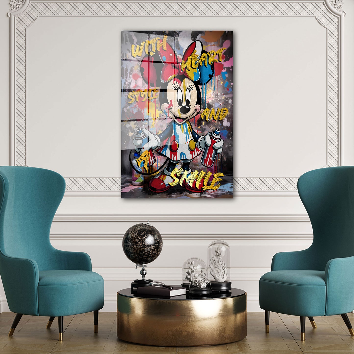 Pop Art Minnie Style Acrylglasbild Wandbild Bild Wanddeko Wohnzimmer XL