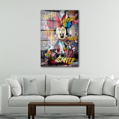 Pop Art Minnie Style Acrylglasbild Wandbild Bild Wanddeko Wohnzimmer XL