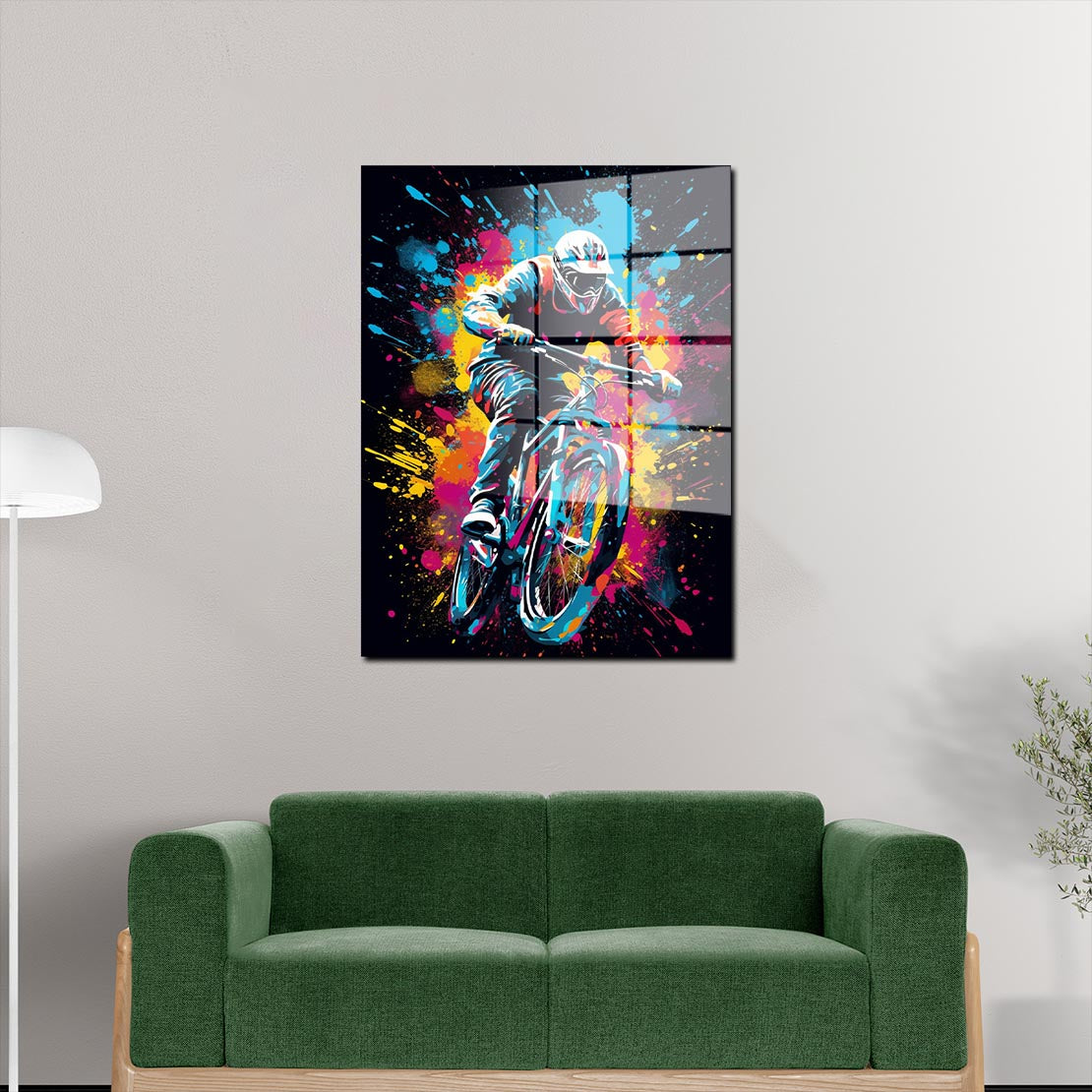 Pop Art Mountainbike Acrylglasbild Wandbild Bild Wanddeko Wohnzimmer XL