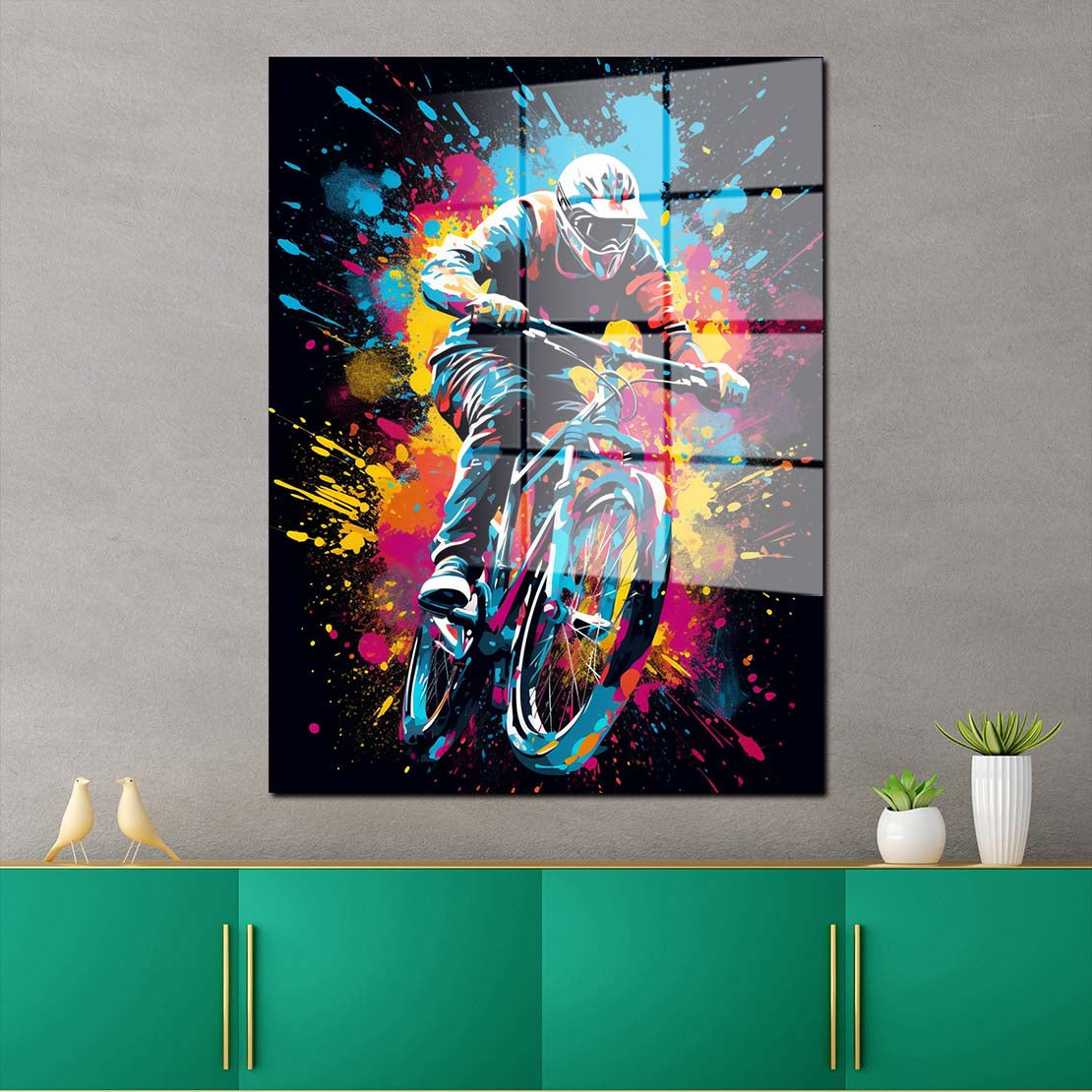 Pop Art Mountainbike Acrylglasbild Wandbild Bild Wanddeko Wohnzimmer XL