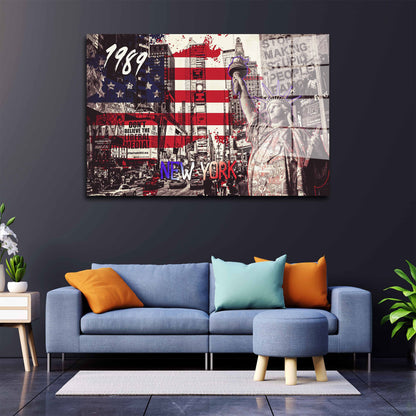 Pop Art New York Acrylglasbild Wandbild Bild Wanddeko Wohnzimmer XL
