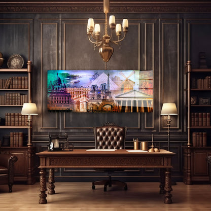 Pop Art Paris Sehenswürdigkeiten Acrylglasbild Wandbild Wanddeko Wohnzimmer XL