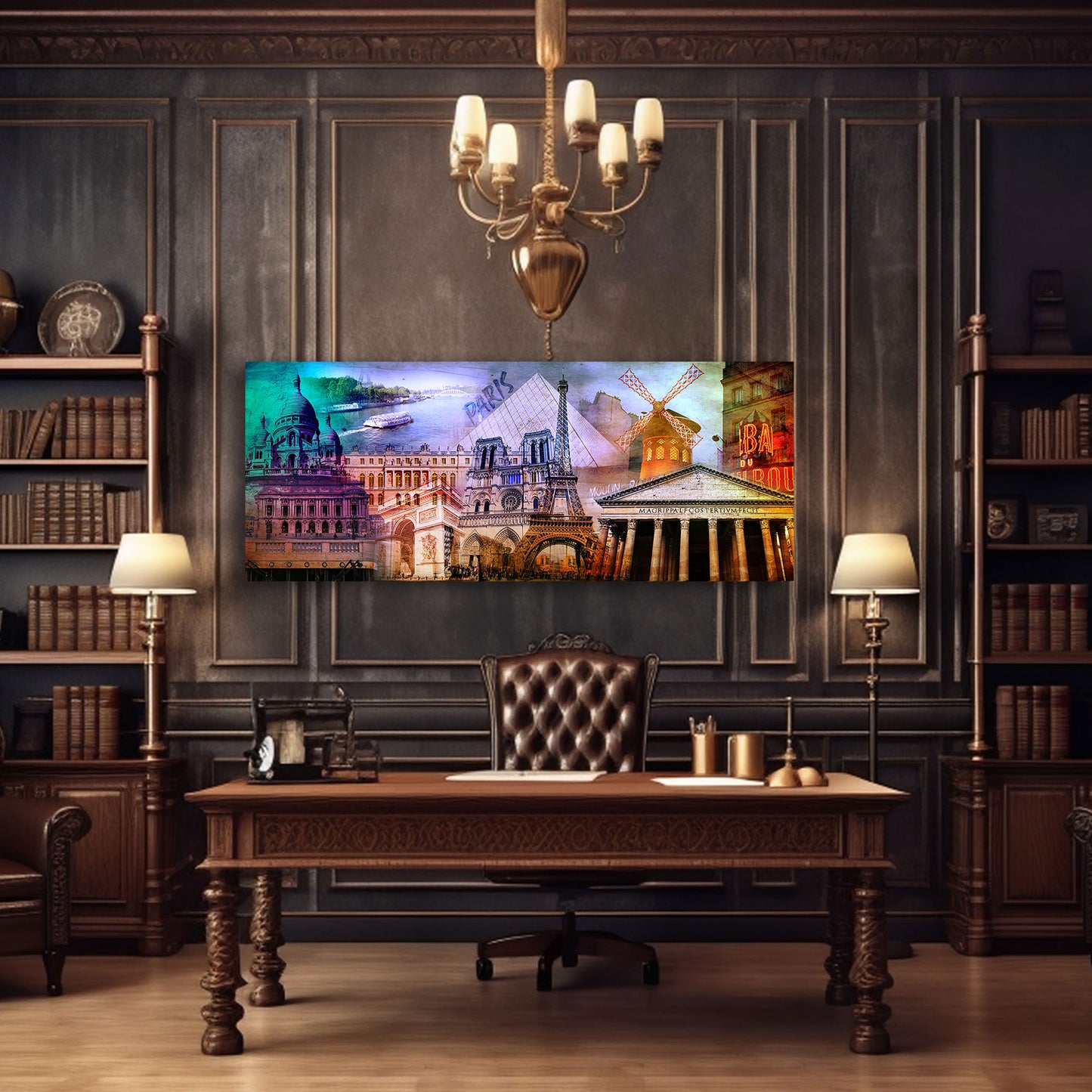 Pop Art Paris Sehenswürdigkeiten Leinwandbild Wandbild Kunstdruck XL Wanddeko