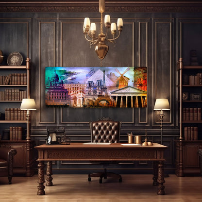 Pop Art Paris Sehenswürdigkeiten Leinwandbild Wandbild Kunstdruck XL Wanddeko