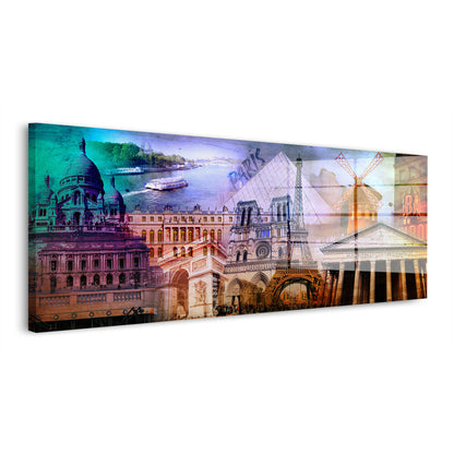 Pop Art Paris Sehenswürdigkeiten Acrylglasbild Wandbild Wanddeko Wohnzimmer XL