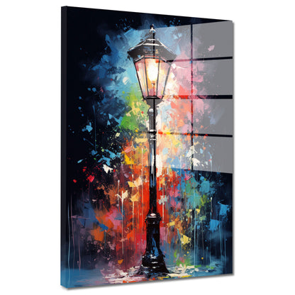 Pop Art Straßenlampe Acrylglasbild Wandbild Bild Wanddeko Wohnzimmer XL