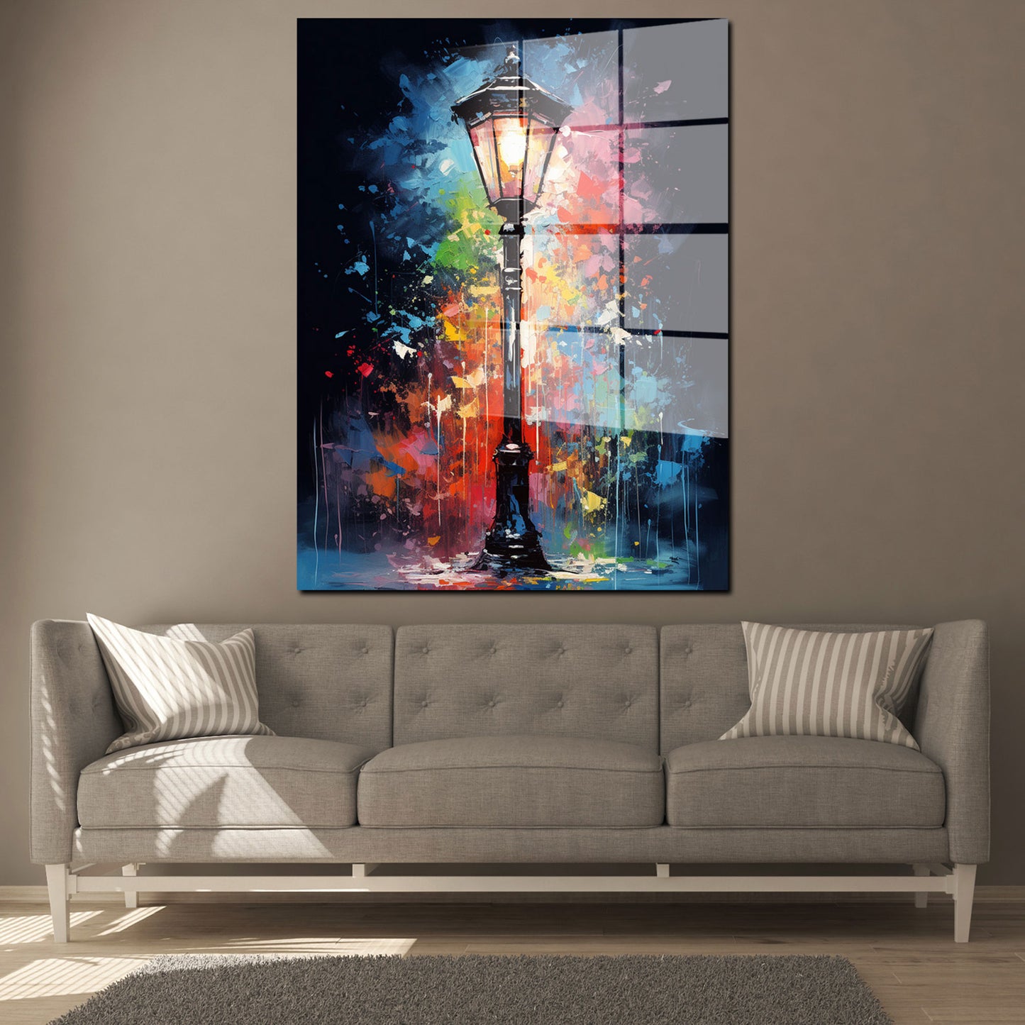 Pop Art Straßenlampe Acrylglasbild Wandbild Bild Wanddeko Wohnzimmer XL