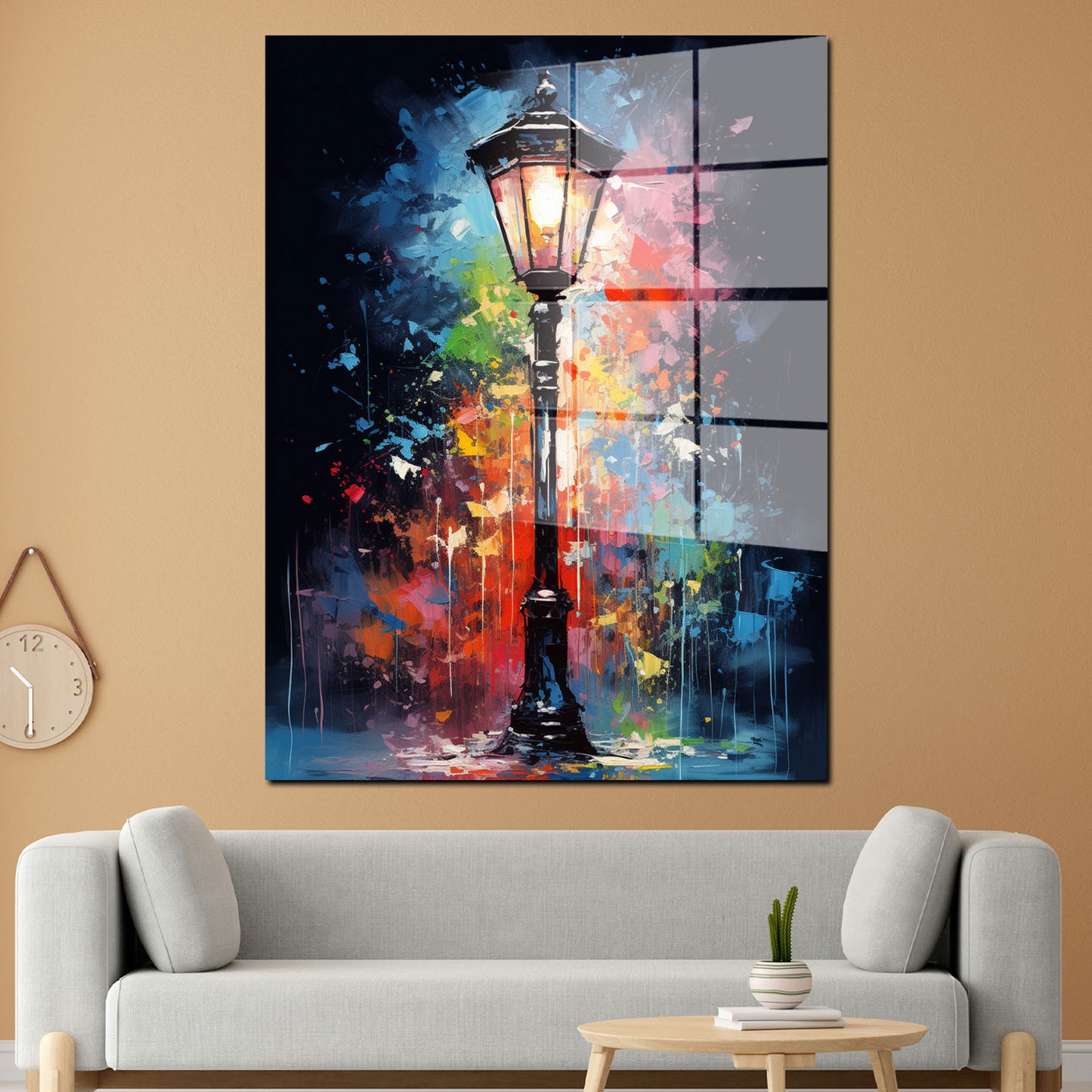 Pop Art Straßenlampe Acrylglasbild Wandbild Bild Wanddeko Wohnzimmer XL