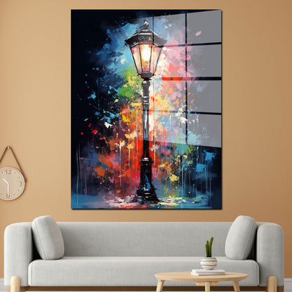 Pop Art Straßenlampe Acrylglasbild Wandbild Bild Wanddeko Wohnzimmer XL