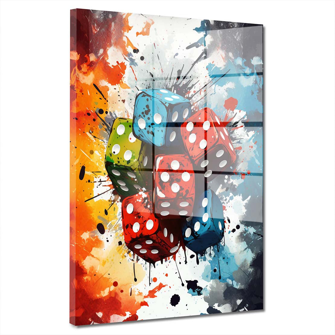 Pop Art Würfel Glück Acrylglasbild Wandbild Bild Wanddeko Wohnzimmer XL