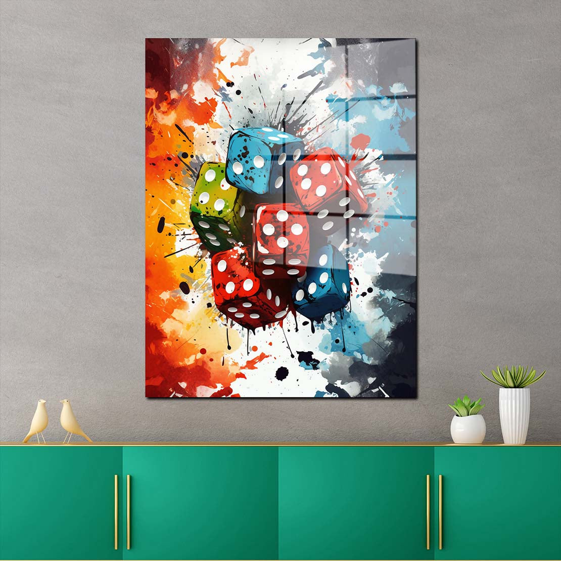 Pop Art Würfel Glück Acrylglasbild Wandbild Bild Wanddeko Wohnzimmer XL