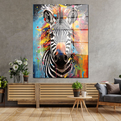 Pop Art Zebra Acrylglasbild Wandbild Bild Wanddeko Wohnzimmer XL