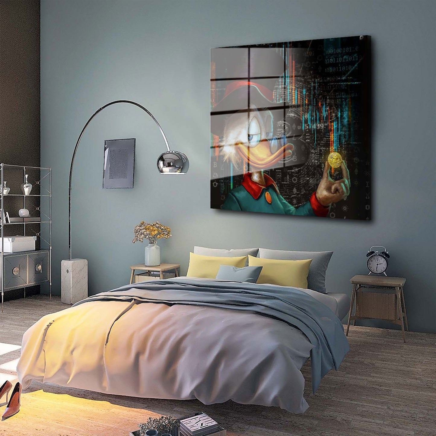 Rich Duck Pop Art Trading Acrylglasbild Wandbild Bild Wanddeko Wohnzimmer XL