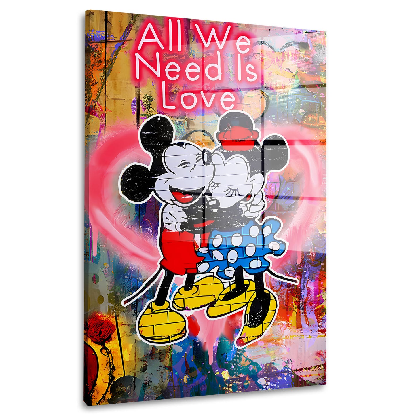 Romantische Mäuse Comic Neon Acrylglasbild Wandbild Bild Wanddeko Wohnzimmer XL