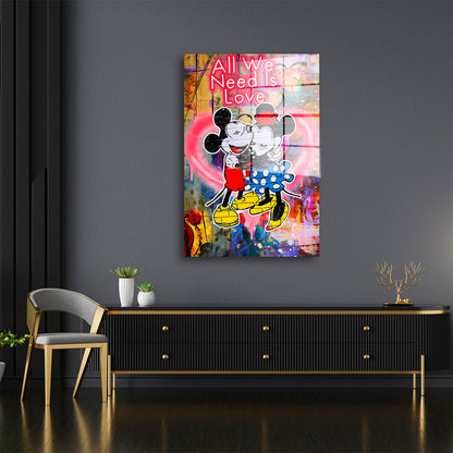 Romantische Mäuse Comic Neon Acrylglasbild Wandbild Bild Wanddeko Wohnzimmer XL