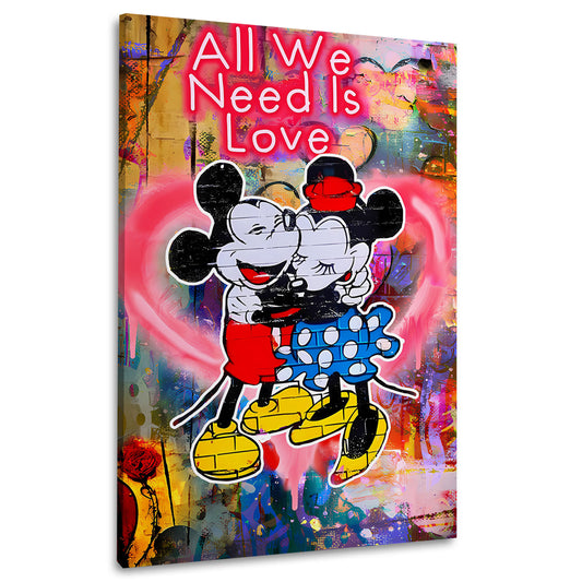 Romantische Mäuse Comic Neon Wandbild Leinwandbild Kunstdruck XL Deko