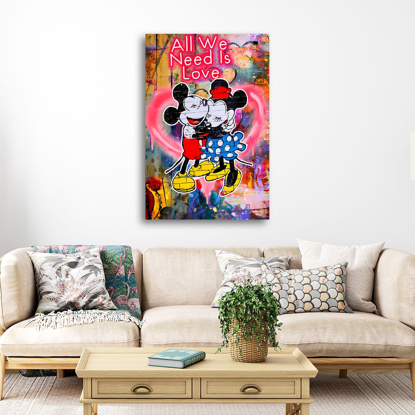 Romantische Mäuse Comic Neon Wandbild Leinwandbild Kunstdruck XL Deko