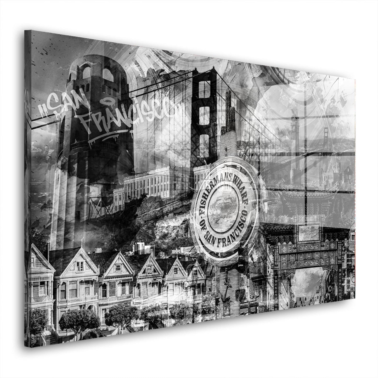 San Francisco Skyline Graffiti Acrylglasbild Wandbild Bild Wanddeko Wohnzimmer XL