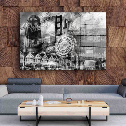 San Francisco Skyline Graffiti Acrylglasbild Wandbild Bild Wanddeko Wohnzimmer XL