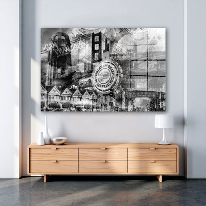 San Francisco Skyline Graffiti Acrylglasbild Wandbild Bild Wanddeko Wohnzimmer XL
