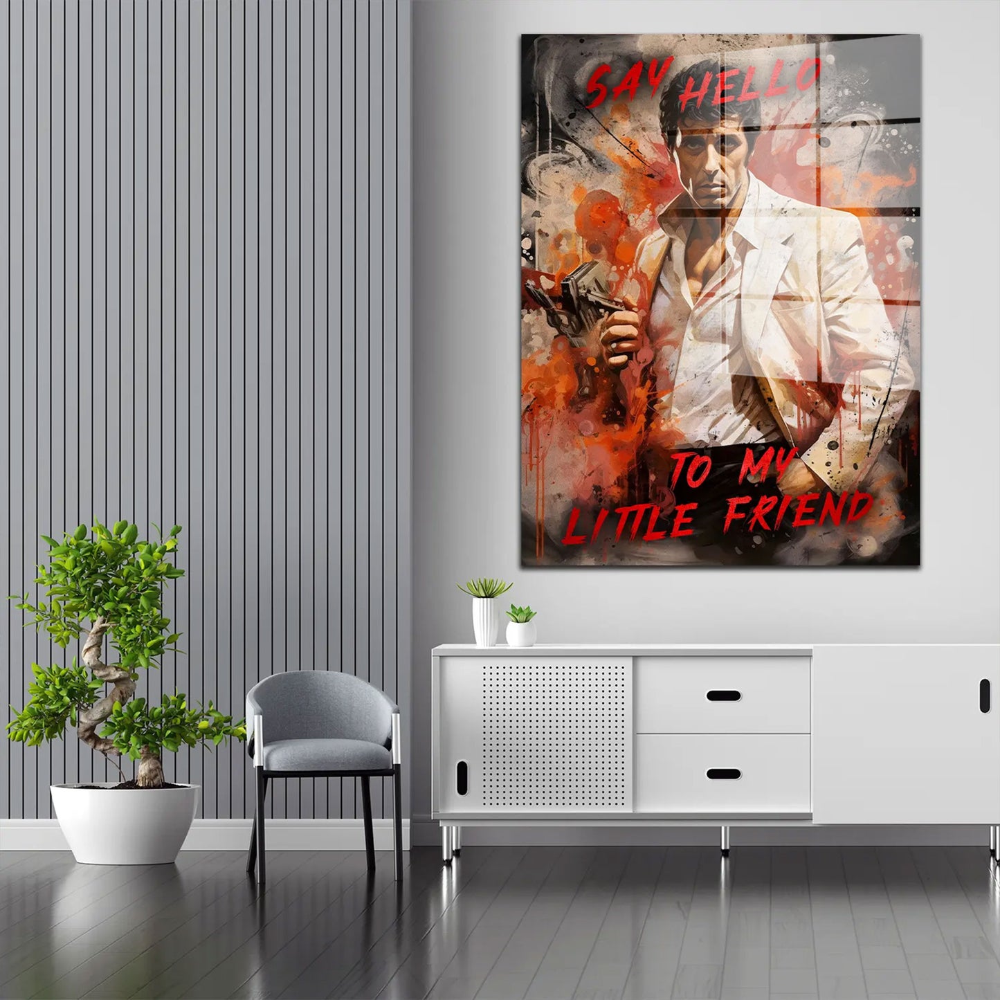 Scarface Say Hello Acrylglasbild Wandbild Bild Wanddeko Wohnzimmer XL