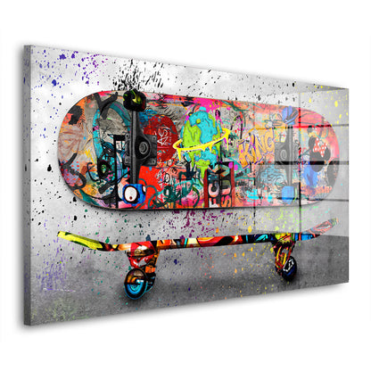 Skateboard Graffiti Acrylglasbild Wandbild Bild Wanddeko Wohnzimmer XL
