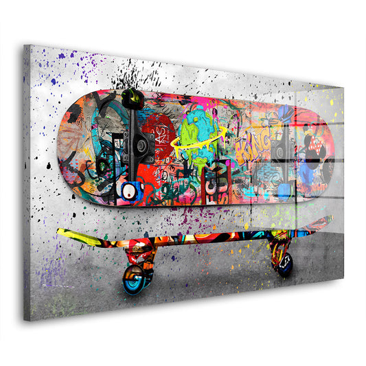 Skateboard Graffiti Acrylglasbild Wandbild Bild Wanddeko Wohnzimmer XL