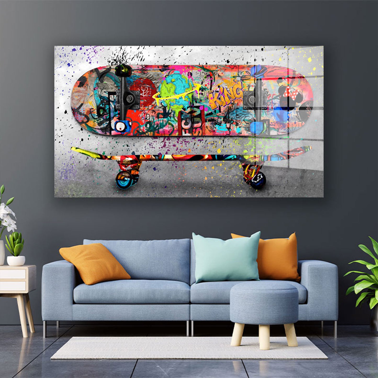 Skateboard Graffiti Acrylglasbild Wandbild Bild Wanddeko Wohnzimmer XL