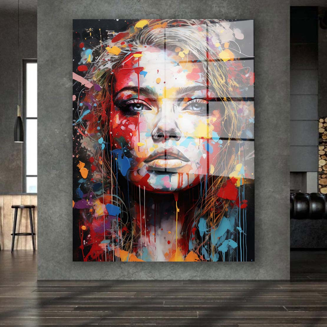 Splash Girl Colour Style Acrylglasbild Wandbild Bild Wanddeko Wohnzimmer XL