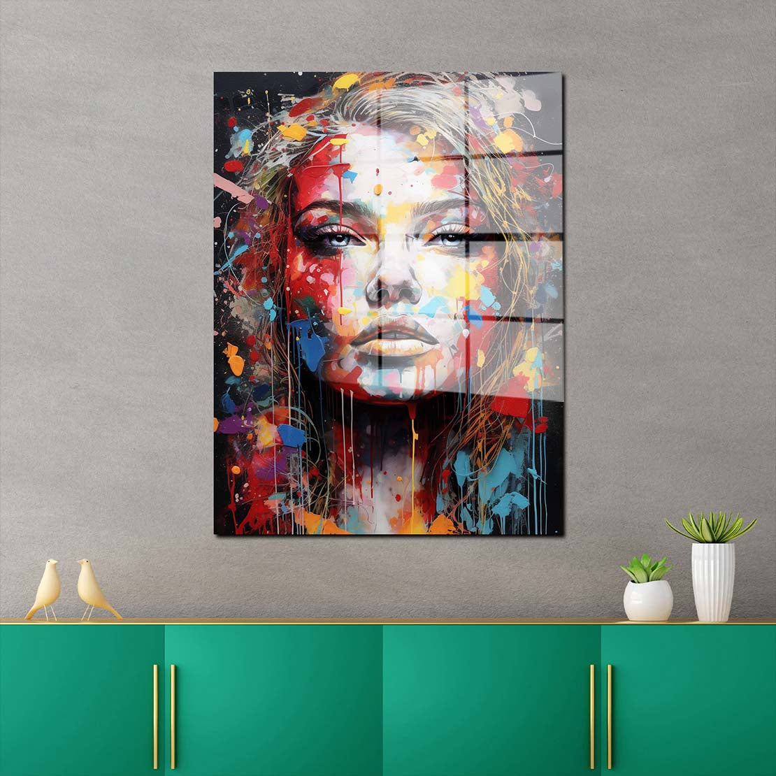 Splash Girl Colour Style Acrylglasbild Wandbild Bild Wanddeko Wohnzimmer XL
