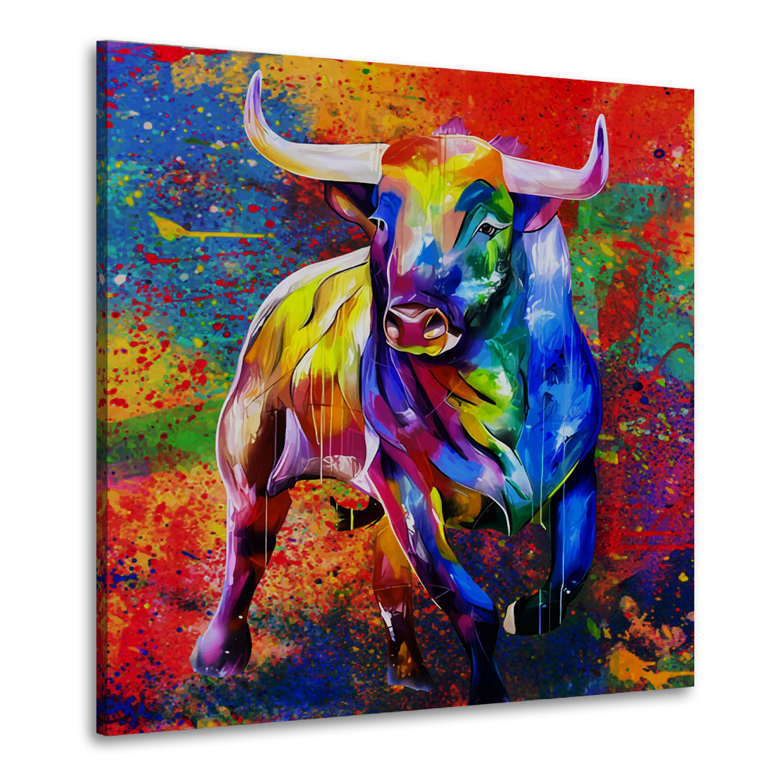 Stier Pop Art Bull Style Leinwandbild Wandbild Kunstdruck XL Wanddeko