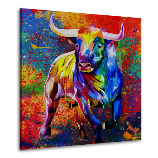 Stier Pop Art Bull Style Leinwandbild Wandbild Kunstdruck XL Wanddeko